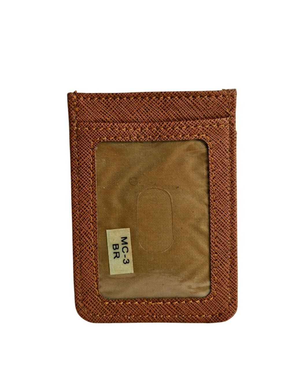 Mens Leather Minimalist Card Holder Wallet Brown ID Window Magnetic Money Clip